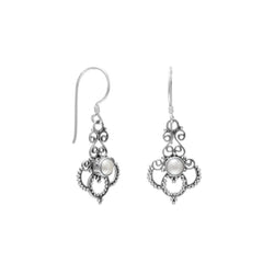 Oxidized Cultured Freshwater Pearl Scroll Design Earrings