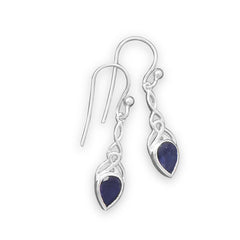 Celtic Earrings with Iolite Drop