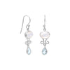 Rainbow Moonstone and Blue Topaz Drop Earrings