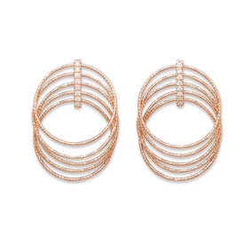 Diamond Cut 14 Karat Rose Gold Plated CZ Graduated Link Earrings