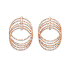 Diamond Cut 14 Karat Rose Gold Plated CZ Graduated Link Earrings