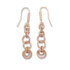 14 Karat Rose Gold Plated Multiring Drop Earrings