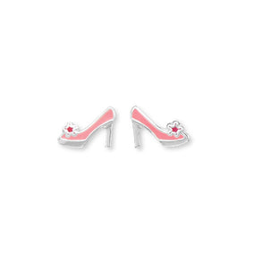 Pink Enamel High Heel Stud Earrings