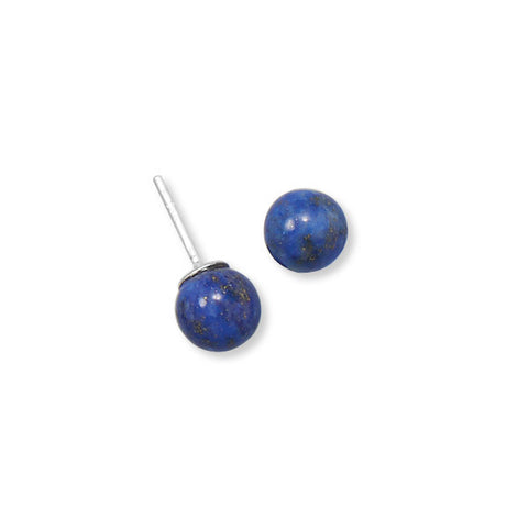 8mm Lapis Stud Earrings