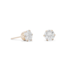 14 Karat Gold 5mm CZ Stud Earrings