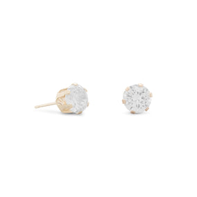 14 Karat Gold 6mm CZ Stud Earrings