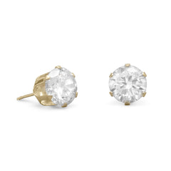 14 Karat Gold 8mm CZ Stud Earrings