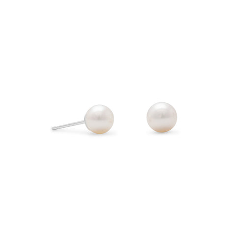 White Cultured Freshwater Pearl Stud Earrings
