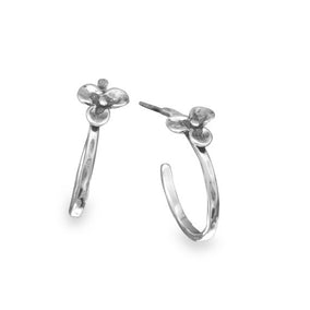 Oxidized 3/4 Hoop Earring with Flower