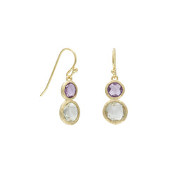 18 Karat Gold Plated Faceted Amethyst Drop Earrings