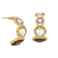 18 Karat Gold Plated Faceted Multistone Earrings