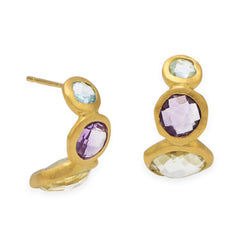 18 Karat Gold Plated Faceted Amethyst Earrings