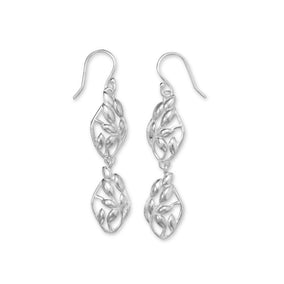 Double Vine Motif Drop Earrings