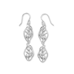 Double Vine Motif Drop Earrings
