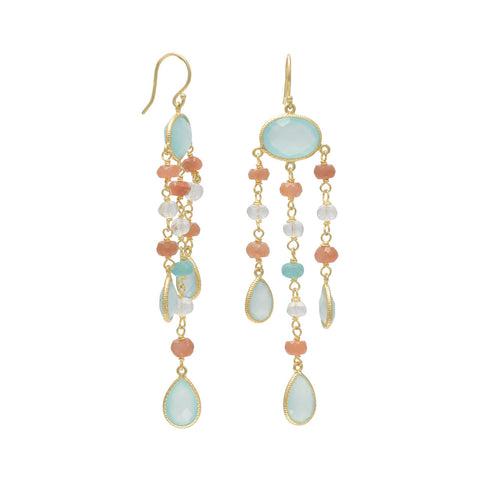 14 Karat Gold Plated Multistone Drop Earrings