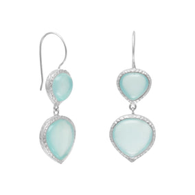 Double Sea Green Chalcedony Drop Earrings