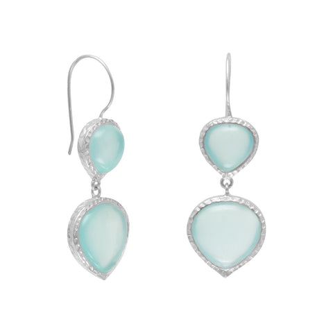 Double Sea Green Chalcedony Drop Earrings