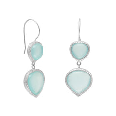 Double Sea Green Chalcedony Drop Earrings