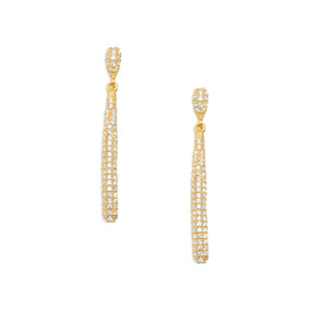 Glamorous 14K Gold Plated Pave CZ Drop Earrings