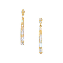Glamorous 14K Gold Plated Pave CZ Drop Earrings
