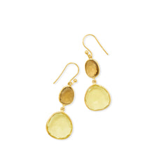 14 Karat Gold Plated Double Quartz Drop Earrings