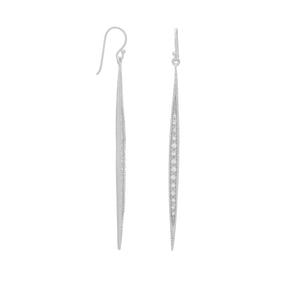 Graduated Rhodium Plated CZ Stick Earrings