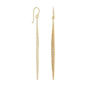Graduated 14 Karat Gold Plated CZ Stick Earrings