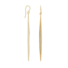 Graduated 14 Karat Gold Plated CZ Stick Earrings