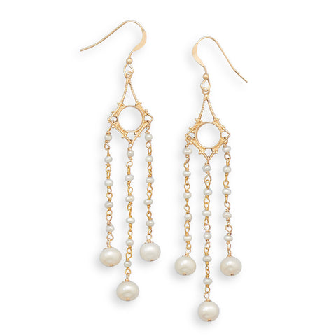 14 Karat Gold Plated Cultured Freshwater Pearl Drop Earrings