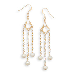 14 Karat Gold Plated Cultured Freshwater Pearl Drop Earrings