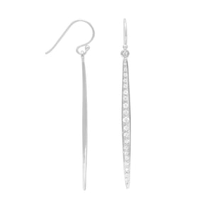 Rhodium Plated Stick French Wire Earrings
