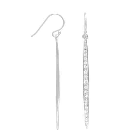 Rhodium Plated Stick French Wire Earrings