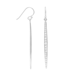 Rhodium Plated Stick French Wire Earrings