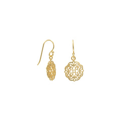 14K Gold Plated Earrings with Ornate Cut Out Design