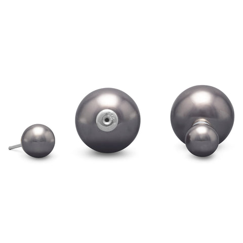 Black Simulated Pearl Front Back Earrings