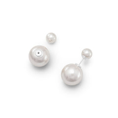 Silver Simulated Pearl Front Back Earrings