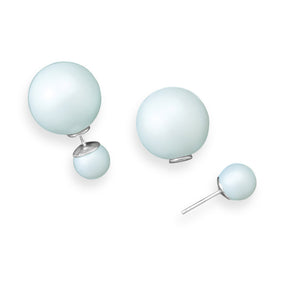 Light Blue Simulated Pearl Front Back Earrings
