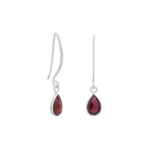 Garnet Pear Drop Wire Earrings