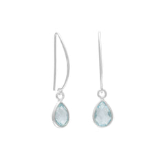 Blue Topaz Drop Wire Earrings
