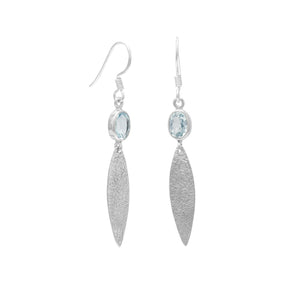 Blue Topaz Earrings with Oxidized Textured Drops