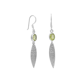 Peridot Earrings with Oxidized Textured Drops
