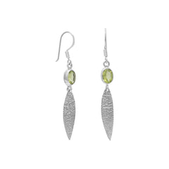 Peridot Earrings with Oxidized Textured Drops