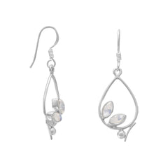 Oxidized Pear Drop Earrings with Rainbow Moonstone
