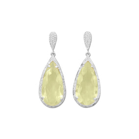 Elegant Lemon Quartz and CZ Drop Earrings