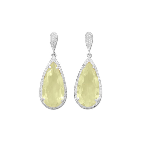 Elegant Lemon Quartz and CZ Drop Earrings