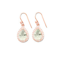 14K Rose Gold Plated Prasiolite Earrings