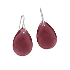 Faceted Synthetic Rose Glass Earrings