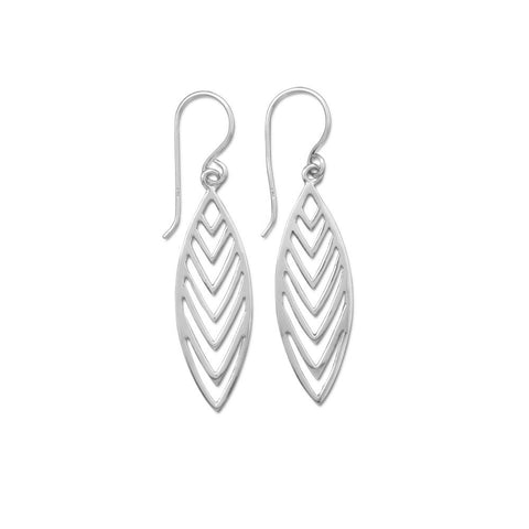 Polished Cut Out "V" Design Drop Earrings