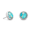 Round Freeform Faceted Quartz over Turquoise Earrings