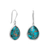 Pear Shape Freeform Faceted Quartz over Turquoise Drop Earrings